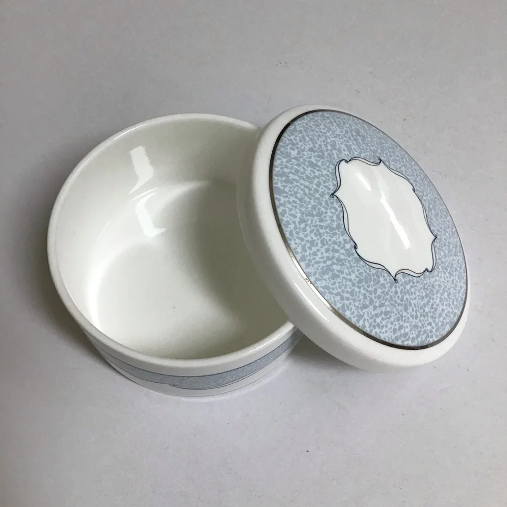 Wedgwood Porcelain Powder Box VENICE Trinket Jewelry Signed Vanity Boudoir Round
